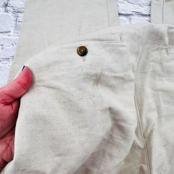 St. Johns Bay Men's Linen-Cotton Blend Straight Pants 40W x 30L Beige High Rise - Picture 11 of 14